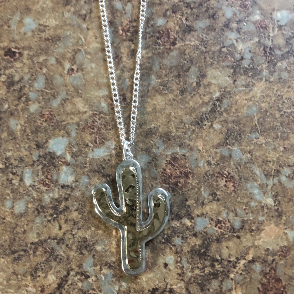 Mixed metal cactus necklace